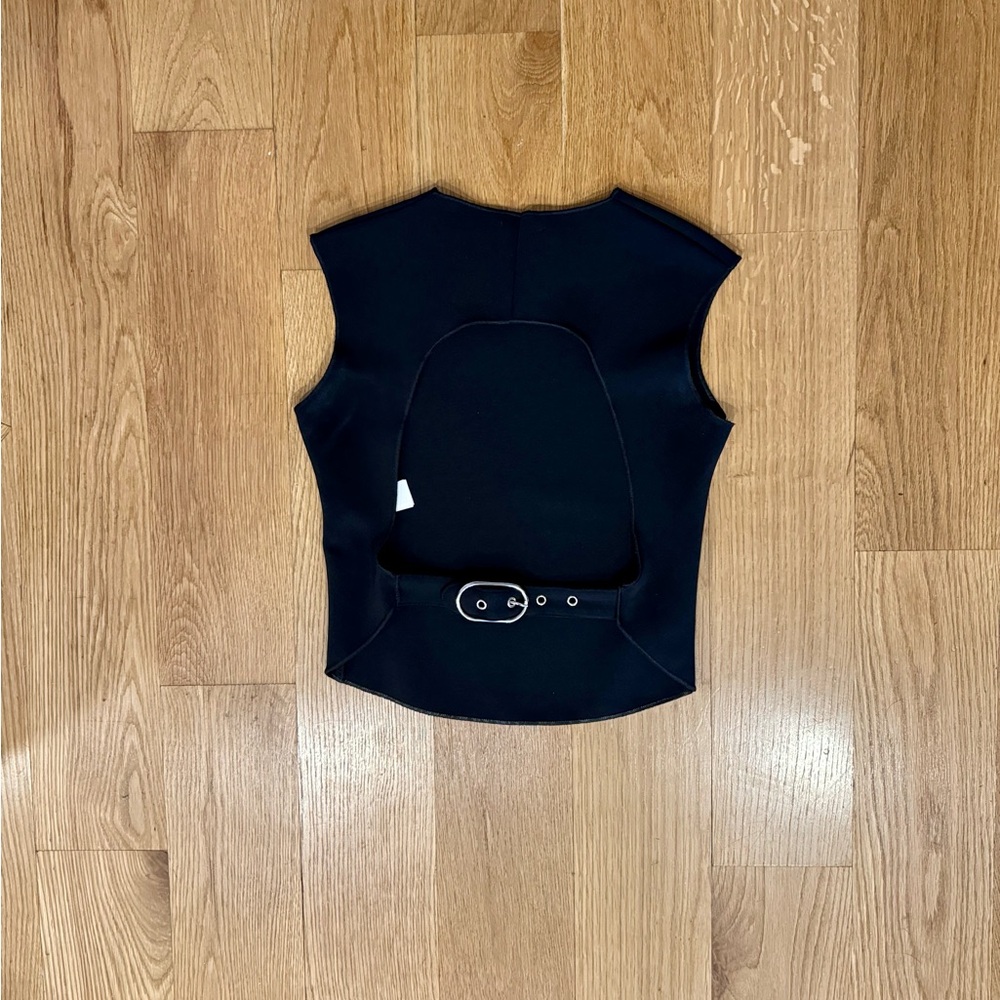 Zara Black Sleeveless Tank Top with Backless Belt Detail